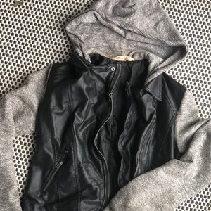 Hollister half leather half sweatshirt jacket